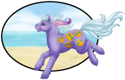 Size: 1118x715 | Tagged: safe, artist:dreamcrystalart, artist:sd-dreamcrystal, shoreline, pony, g1, g2, beach, female, g1 to g2, galloping, generation leap, simple background, solo, sunshine ponies, transparent background