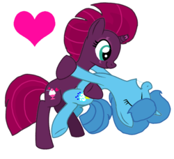 Size: 1186x1080 | Tagged: safe, artist:徐詩珮, fizzlepop berrytwist, spring rain, tempest shadow, pony, unicorn, g4, broken horn, eyes closed, female, heart, horn, lesbian, ship:springshadow, shipping, simple background, transparent background