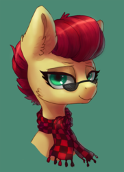 Size: 1200x1654 | Tagged: safe, artist:orchidpony, oc, oc only, oc:aces high, earth pony, pony, bust, clothes, scarf, solo