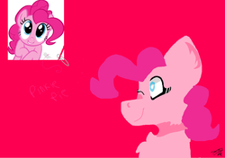 Size: 1146x807 | Tagged: safe, artist:sherbert, pinkie pie, pony, g4, female, hair, lineless, one eye closed, paperclip, solo, tape, wink