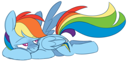 Size: 2349x1148 | Tagged: safe, artist:taaffeiite, derpibooru exclusive, rainbow dash, pegasus, pony, g4, blushing, colored sketch, cutie mark, female, heart eyes, lidded eyes, lying down, mare, prone, simple background, sketch, smiling, solo, white background, wingding eyes