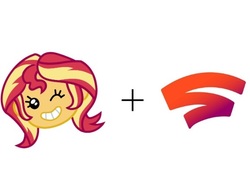 Size: 577x414 | Tagged: safe, edit, sunset shimmer, equestria girls, g4, game stream, my little pony equestria girls: better together, gamer, gamer sunset, google stadia, plus sign, shimmercode, streaming, video game