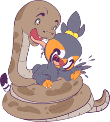 Size: 3801x4212 | Tagged: safe, artist:cutepencilcase, oc, oc:ruzeth, griffon, snake, barely pony related, coiling, licking, species swap, tongue out