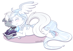 Size: 1200x847 | Tagged: safe, artist:mallowglitz, oc, oc only, oc:zen, oc:zephyr, earth pony, pony, gay, male, prone, simple background, transparent background, wing ears