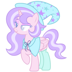 Size: 1891x1891 | Tagged: safe, artist:gloomi_doomi, oc, oc only, oc:stardust gleam, alicorn, pony, alicorn oc, clothes, female, hat, mare, simple background, socks, solo, transparent background, witch hat