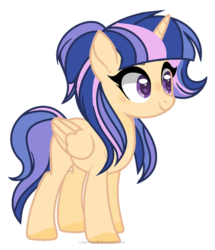 Size: 400x465 | Tagged: safe, artist:catpony13, oc, oc only, oc:stella, alicorn, pony, alicorn oc, blushing, female, heart eyes, mare, offspring, parent:flash sentry, parent:twilight sparkle, parents:flashlight, simple background, solo, transparent background, wingding eyes