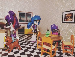 Size: 1080x810 | Tagged: safe, artist:nightfly19, gummy, juniper montage, sci-twi, twilight sparkle, winona, dog, equestria girls, g4, coca-cola, doll, dollhouse, equestria girls minis, eqventures of the minis, food, instagram, irl, meat, pepperoni, pepperoni pizza, photo, pizza, toy