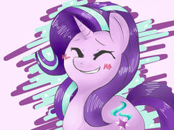 Size: 1920x1440 | Tagged: safe, artist:majupaju, starlight glimmer, pony, unicorn, g4, blushing, female, smiling, solo