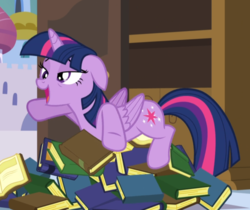 Size: 955x801 | Tagged: safe, screencap, twilight sparkle, alicorn, pony, g4, princess spike, book, cropped, cute, derp, female, floppy ears, lidded eyes, mare, open mouth, out of context, pile of books, silly, silly pony, solo, that pony sure does love books, tired, twiabetes, twilight sparkle (alicorn)