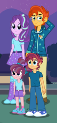 Size: 1736x3752 | Tagged: safe, artist:themexicanpunisher, starlight glimmer, sunburst, oc, oc:star shine, oc:sunlight ray, equestria girls, g4, clothes, equestria girls-ified, family, female, male, offspring, parent:starlight glimmer, parent:sunburst, parents:starburst, ship:starburst, shipping, straight