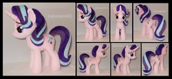 Size: 2960x1376 | Tagged: safe, artist:calusariac, starlight glimmer, pony, unicorn, g4, female, irl, lidded eyes, looking at you, mare, photo, plushie, smiling, solo