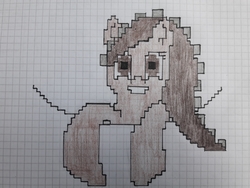 Size: 4096x3072 | Tagged: safe, artist:juani236, oc, oc only, oc:couchry desim, earth pony, pony, 8-bit, graph paper, happy, looking at you, retro, solo, traditional art, zipper