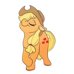 Size: 2048x2048 | Tagged: safe, artist:marsclaws, applejack, earth pony, pony, g4, cute, eyes closed, female, floppy ears, hair over one eye, high res, jackabetes, mare, simple background, solo, white background