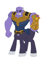 Size: 2641x3500 | Tagged: safe, artist:edcom02, artist:jmkplover, centaur, antagonist, avengers, avengers: infinity war, centaurified, crossover, gritted teeth, high res, infinity gauntlet, marvel, marvel comics, simple background, solo, supervillain, thanos, transparent background