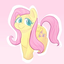 Size: 2048x2048 | Tagged: safe, artist:marsclaws, fluttershy, pegasus, pony, g4, colored pupils, cute, female, high res, pink background, shyabetes, simple background, solo