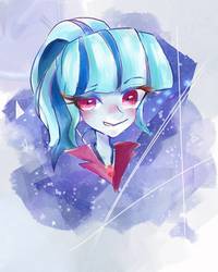 Size: 1024x1280 | Tagged: safe, artist:naginiko, sonata dusk, equestria girls, g4, bust, cute, female, gem, looking at you, siren gem, smiling, solo, sonatabetes, wingding eyes