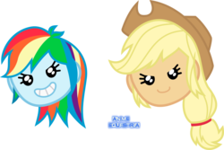 Size: 1329x888 | Tagged: safe, artist:anime-equestria, applejack, rainbow dash, equestria girls, g4, game stream, my little pony equestria girls: better together, >:), cute, dashabetes, determined, duo, emoji, evil smile, female, grin, hairband, head only, jackabetes, ponytail, simple background, smiling, smirk, transparent background, vector
