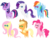 Size: 2710x2088 | Tagged: safe, artist:kingdark0001, applejack, fluttershy, pinkie pie, rainbow dash, rarity, twilight sparkle, alicorn, earth pony, pegasus, pony, unicorn, g4, blushing, eyes closed, heart, high res, kissy face, laughing, mane six, one eye closed, open mouth, pointy ponies, raised hoof, simple background, smiling, tongue out, transparent background, twilight sparkle (alicorn), wink, xd