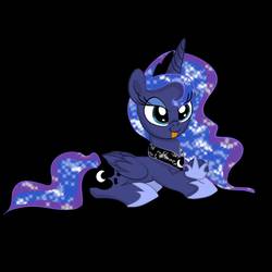 Size: 1000x1000 | Tagged: safe, artist:crystalmagic6, princess luna, alicorn, pony, g4, :p, adult, best princess, cute, dark background, dark blue, drawing, female, lying down, moon, night, princess of the night, silly, sitting, solo, sparkle, tongue out, vector