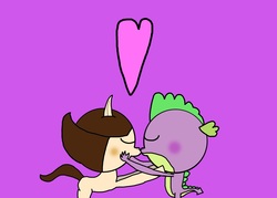 Size: 2100x1500 | Tagged: safe, artist:undeadponysoldier, spike, oc, oc:nick, g4, 1000 hours in ms paint, blushing, canon x oc, gay, interspecies, kissing, male, nike, shipping