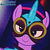 Size: 400x400 | Tagged: safe, artist:quanxaro, twilight sparkle, alicorn, pony, g4, female, icon, lidded eyes, looking at you, mare, masked matter-horn costume, power ponies, smiling, solo, twilight sparkle (alicorn)