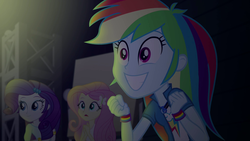 Size: 1920x1080 | Tagged: safe, screencap, fluttershy, rainbow dash, rarity, equestria girls, equestria girls specials, g4, movie magic, female, geode of super speed, magical geodes, smiling