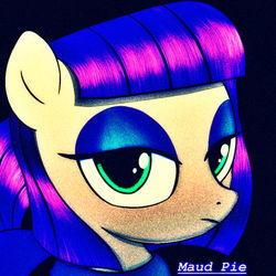 Size: 400x400 | Tagged: safe, artist:quanxaro, maud pie, earth pony, pony, g4, female, icon, looking at you, mare, purple, solo