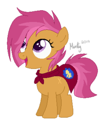 Size: 284x333 | Tagged: safe, artist:mintoria, oc, oc only, earth pony, pony, female, filly, magical lesbian spawn, offspring, parent:babs seed, parent:scootaloo, parents:scootababs, simple background, solo, transparent background