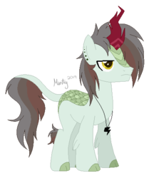 Size: 425x493 | Tagged: safe, artist:mintoria, oc, oc only, kirin, cloven hooves, kirin pony hybrid, magical lesbian spawn, male, offspring, parent:autumn blaze, parent:rainbow dash, simple background, solo, transparent background