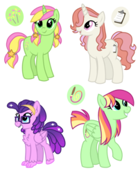 Size: 1280x1581 | Tagged: safe, artist:sandwichbuns, oc, oc only, classical hippogriff, hippogriff, pegasus, pony, unicorn, female, glasses, mare, short tail, simple background, transparent background