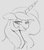 Size: 474x543 | Tagged: safe, artist:tre, princess celestia, pony, g4, bust, female, grayscale, looking at you, mare, monochrome, open mouth, portrait, simple background, smiling, solo
