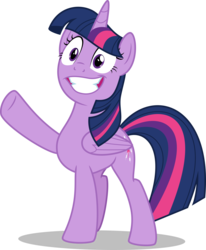 Size: 3500x4244 | Tagged: safe, artist:aeonkrow, twilight sparkle, alicorn, pony, best gift ever, g4, female, grin, high res, raised hoof, simple background, smiling, solo, transparent background, twilight sparkle (alicorn), vector