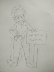 Size: 780x1040 | Tagged: safe, artist:ljdamz1119, applejack, earth pony, anthro, g4, female, sign, solo, traditional art