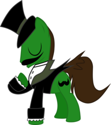 Size: 1185x1332 | Tagged: safe, artist:chipmagnum, oc, oc only, oc:sketcher, earth pony, pony, g4, clothes, facial hair, hat, male, moustache, simple background, solo, stallion, suit, top hat, transparent background