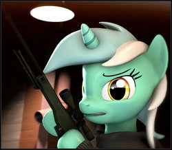 Size: 1237x1081 | Tagged: safe, lyra heartstrings, pony, g4, 3d, awp, counter-strike: global offensive, fantasy class, sniper, source filmmaker, warrior