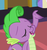 Size: 634x669 | Tagged: safe, screencap, rarity, spike, dragon, celestial advice, g4, my little pony: friendship is magic, season 7, alternate hairstyle, claws, cropped, eyes closed, male, rarity hair, rarity's hair, solo, tail