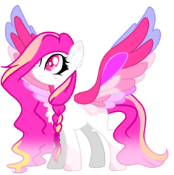 Size: 1404x1411 | Tagged: safe, artist:crystalspringlove, oc, oc only, pegasus, pony, colored wings, female, mare, multicolored wings, rainbow wings, simple background, solo, transparent background