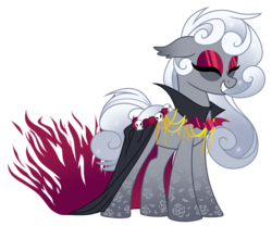 Size: 2400x2000 | Tagged: safe, artist:crystal-tranquility, oc, oc only, original species, pond pony, pony, cloak, clothes, eyes closed, female, high res, mare, simple background, smiling, solo, transparent background