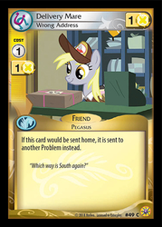 Size: 343x479 | Tagged: safe, derpy hooves, pony, g4, the break up breakdown, ccg, enterplay, female, friends forever (enterplay), mailmare, merchandise, package, solo, that one nameless background pony we all know and love