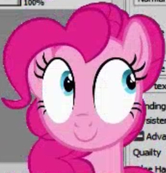 Size: 276x288 | Tagged: safe, pinkie pie, earth pony, pony, g4, adobe flash, breaking the fourth wall, meta, needs more jpeg