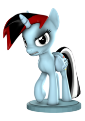 Size: 1509x2160 | Tagged: safe, artist:melodismol, oc, oc:blacklightsorane, alicorn, pony, 3d, alicorn oc, emo, figurine, looking at you, simple background, source filmmaker, transparent background