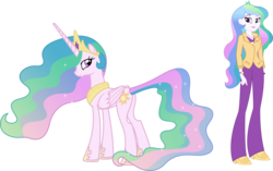 Size: 5030x3156 | Tagged: safe, artist:quanxaro, princess celestia, principal celestia, human, pony, equestria girls, g4, human ponidox, palette swap, pinklestia, recolor, self ponidox