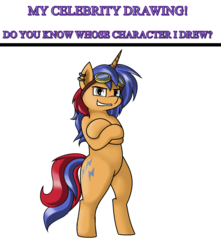 Size: 1472x1668 | Tagged: safe, artist:pencil bolt, oc, oc:electric spark, pony, unicorn, bipedal, looking at you, male, request, smiling, standing