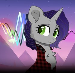 Size: 2500x2436 | Tagged: safe, artist:radioaxi, oc, oc only, oc:moonsonat, pony, unicorn, clothes, high res, shirt, sky, solo, stars