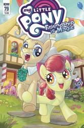 Size: 1186x1800 | Tagged: safe, artist:pencils, idw, apple bloom, mayor mare, earth pony, pony, g4, spoiler:comic, spoiler:comic79, cover, frog (hoof), ponyville, underhoof, watering can