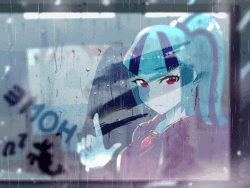 Size: 600x450 | Tagged: safe, artist:tzc, sonata dusk, siren, equestria girls, g4, animated, anime, clothes, cute, female, gem, gif, homesick, looking out the window, loop, misted glass drawing, rain, sad, siren gem, solo, sonatabetes, sweater