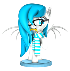 Size: 2107x2160 | Tagged: safe, artist:melodismol, oc, oc:xenia amata, bat pony, 3d, banana, figurine, food, glasses, high res, looking at you, simple background, source filmmaker, transparent background