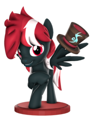 Size: 1596x2160 | Tagged: safe, artist:melodismol, oc, oc:shadow rush, pegasus, pony, 3d, bowing, figurine, hat, looking at you, simple background, source filmmaker, transparent background