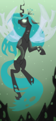 Size: 3775x8135 | Tagged: safe, artist:mr100dragon100, queen chrysalis, changeling, changeling queen, g4, crown, female, flying, glowing, glowing eyes, jewelry, regalia, transparent wings, wings