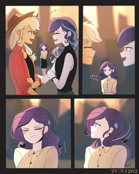 Size: 2000x2500 | Tagged: safe, artist:tcn1205, applejack, coloratura, rarity, human, equestria girls, g4, clothes, comic, cowboy hat, crying, cute, female, hat, high res, humanized, jackabetes, jealous, lesbian, pony coloring, rarabetes, raribetes, rarijack vs rarajack, ship:rarajack, ship:rarijack, shipping, smiling, stetson